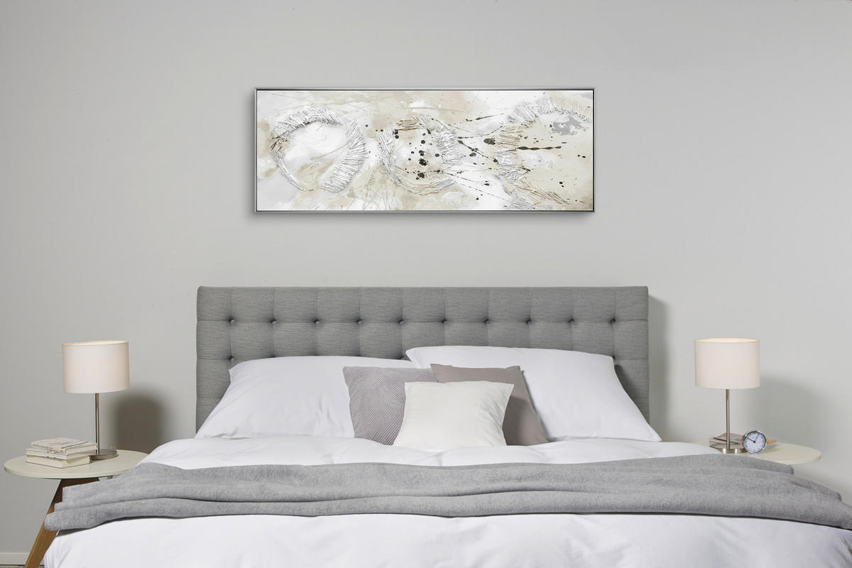 ÖLGEMÄLDE Abstraktes 150/55 cm  - Beige/Silberfarben, Design, Naturmaterialien/Holz (150/55cm) - Monee