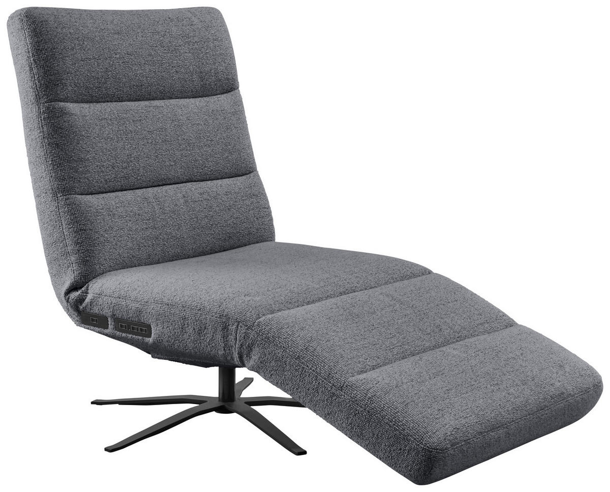 RELAXLIEGE inkl. Akku Flachgewebe Anthrazit  - Anthrazit/Schwarz, MODERN, Textil/Metall (82/53-115/156-206cm) - Pure Home Comfort