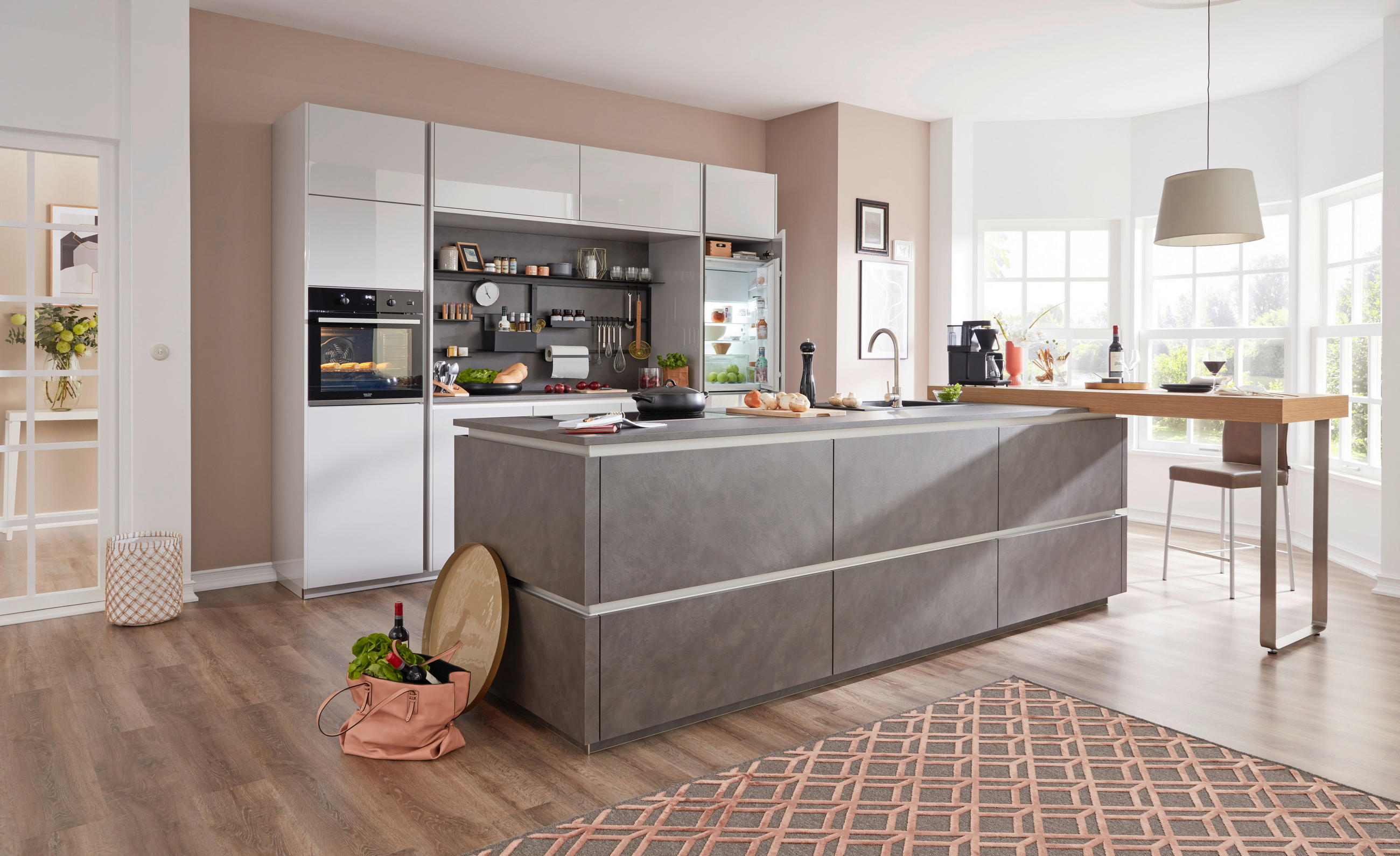 INBYGGNADSKÖK   - ljusgrå/antracit, Design, trämaterial - Dieter Knoll