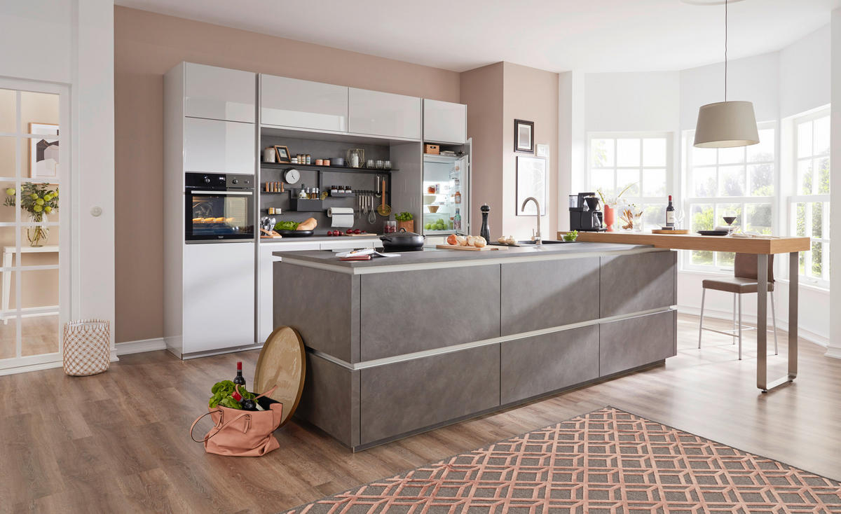 KUCHYNĚ NA MÍRU DK704 - světle šedá/antracitová, Design, kompozitní dřevo - Dieter Knoll