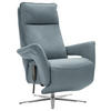 RELAXSESSEL in Leder Blaugrau  - Edelstahlfarben/Blaugrau, Design, Leder/Metall (79-83/116/87-176cm) - Valdera