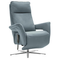 RELAXSESSEL in Leder Blaugrau  - Edelstahlfarben/Blaugrau, Design, Leder/Metall (79-83/116/87-176cm) - Valdera