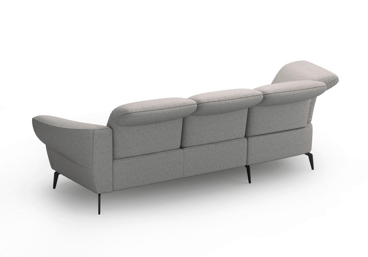 ECKSOFA DANCE E Hellgrau Flachgewebe  - Hellgrau/Schwarz, MODERN, Textil/Metall (208/313cm) - Sit & More