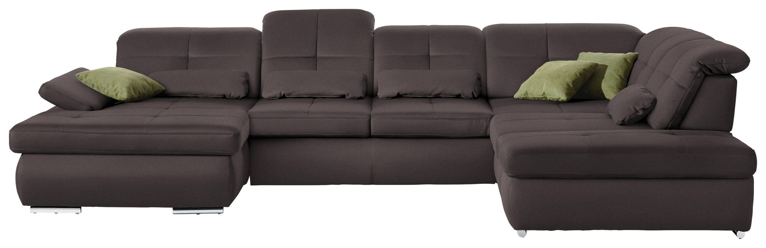 SAROKGARNITÚRA textil sötétbarna  - krómszínű/sötétbarna, Design, textil (195/371/260cm) - Beldomo Style