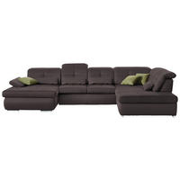 WOHNLANDSCHAFT Mikrofaser Dunkelbraun  - Chromfarben/Dunkelbraun, Design, Textil (195/371/260cm) - Beldomo Style