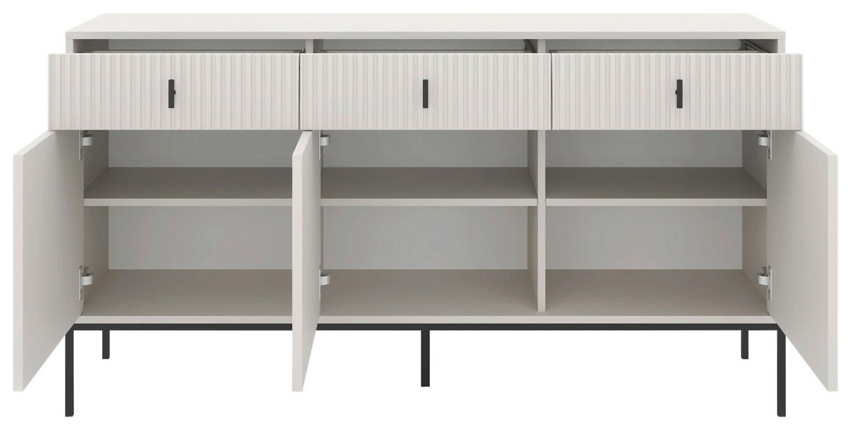 SIDEBOARD Maggiore  in 154,5/82,6/39 cm  - Kaschmir/Schwarz, Design, Holzwerkstoff/Metall (154,5/82,6/39cm) - Boxxx