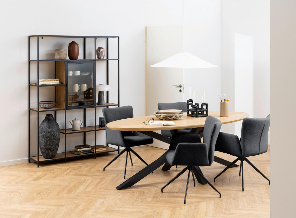 STOL ZA BLAGOVAONICU  prirodne boje  drvo, drvni materijal      - prirodne boje/crna, Moderno, drvni materijal/drvo (220/100/75,5cm) - MID.YOU