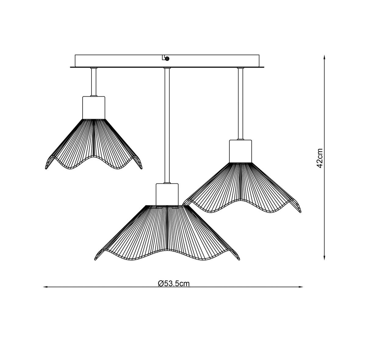 HÄNGELEUCHTE 53,5/42 cm   - Schwarz/Naturfarben, Design, Papier/Metall (53,5/42cm) - Collet's Monde