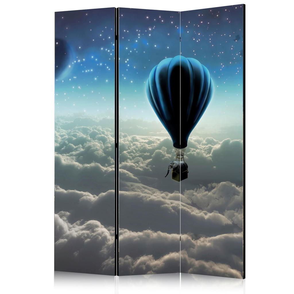 Paravent Blau Grau B: 135 cm