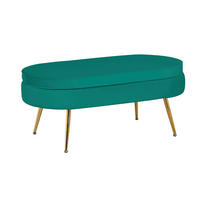 HOCKER in Textil Grün  - Goldfarben/Grün, MODERN, Textil/Metall (99/40/44cm) - Livetastic