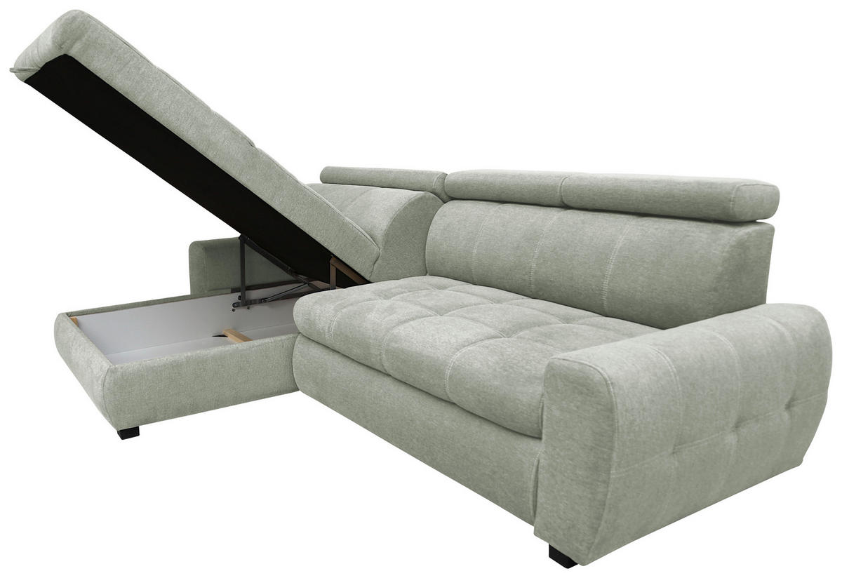 ECKSOFA in Webstoff Hellgrau  - Weiss/Hellgrau, Design, Kunststoff/Textil (276/173cm) - Stylife