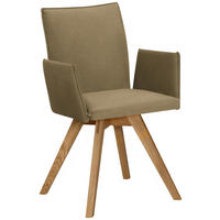 ARMLEHNSTUHL  in Lederlook  - Eichefarben/Olivgrün, Konventionell, Holz/Textil (60/91/61cm) - Moderano