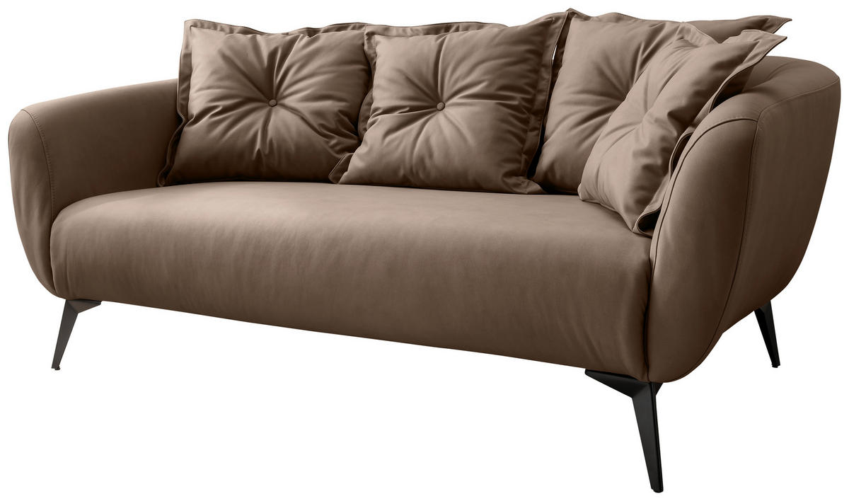 2,5-SITZER Lederlook Braun  - Schwarz/Braun, MODERN, Textil/Metall (196/94/103cm) - Livetastic