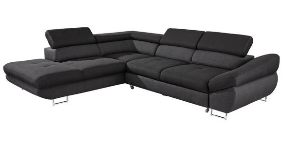 WOHNLANDSCHAFT in Textil Dunkelgrau, Schwarz - Dunkelgrau/Schwarz, Design, Textil/Metall (235/280cm) - Hom`in