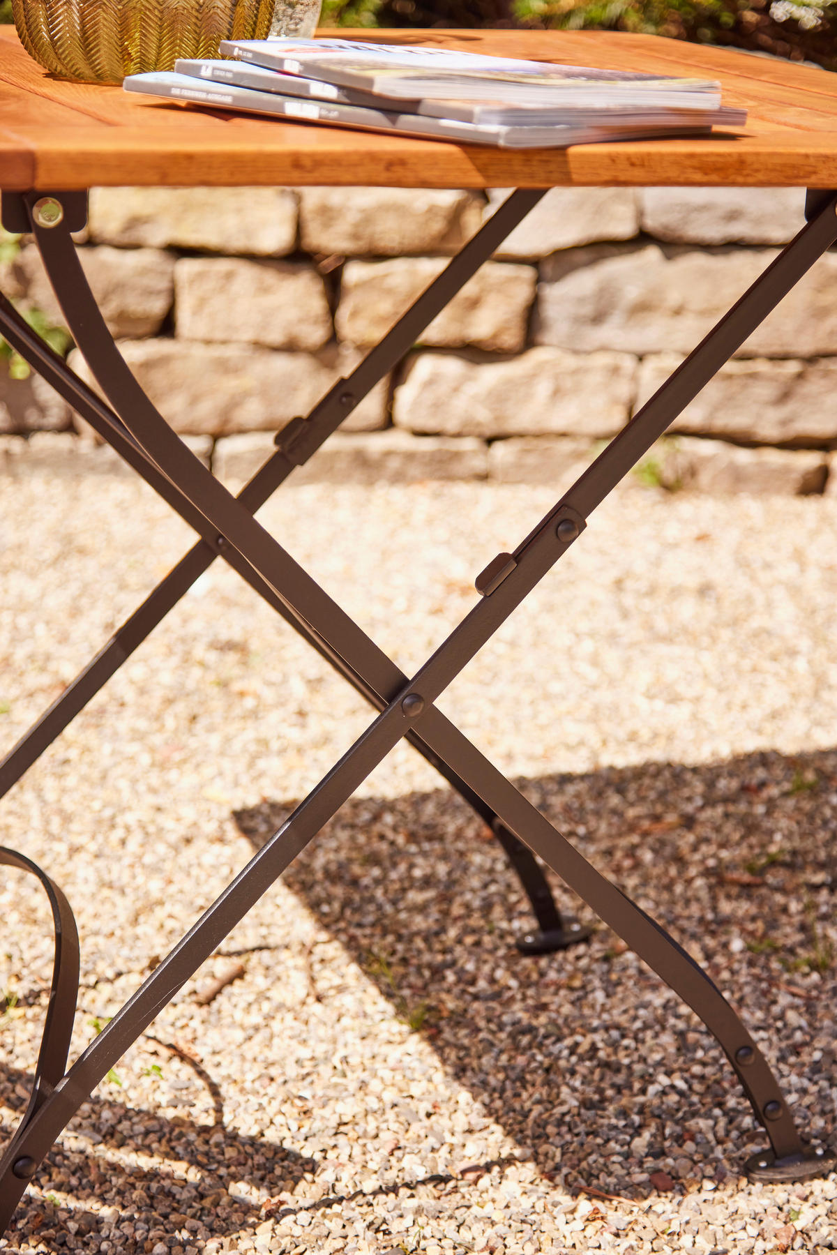 GARTENKLAPPTISCH 80/80/78 cm  - Robinienfarben/Schwarz, KONVENTIONELL, Holz/Metall (80/80/78cm) - Siena Garden