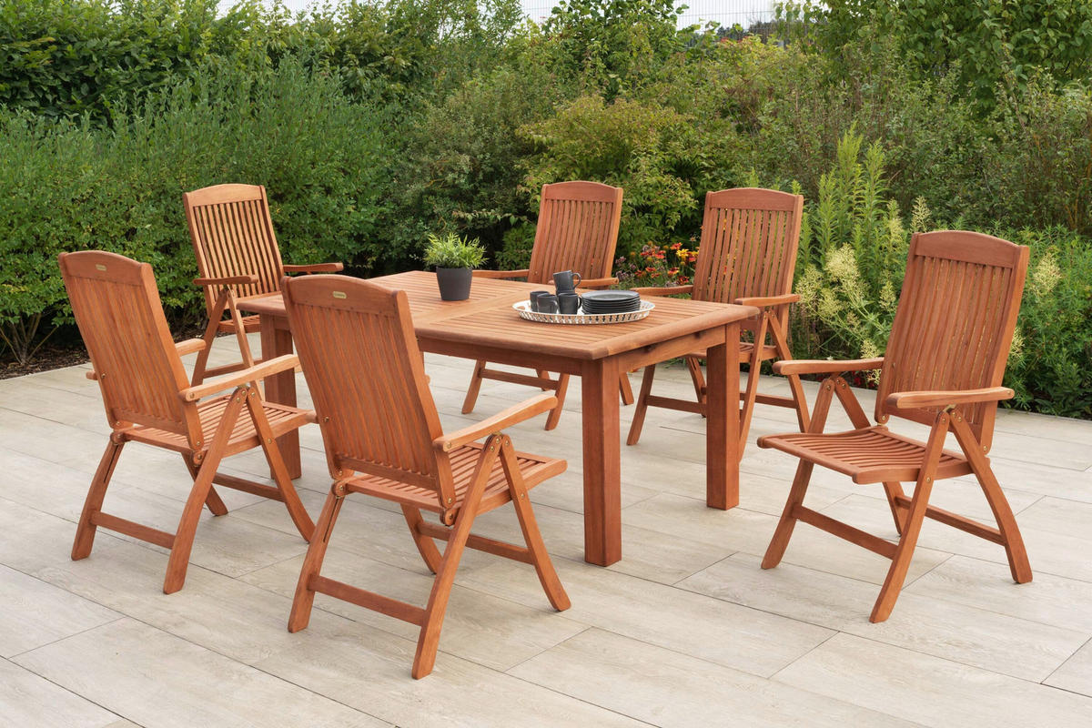 GARTENTISCHGRUPPE Eukalyptusholz Hartholz  - Eukalyptusholzfarben, KONVENTIONELL, Holz - Gardenson