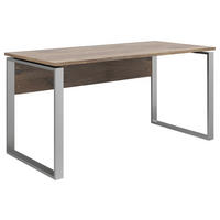 SCHREIBTISCH 150/76/77 cm  in Eiche dunkel  - Eiche dunkel/Silberfarben, KONVENTIONELL, Holzwerkstoff/Metall (150/76/77cm) - Voleo