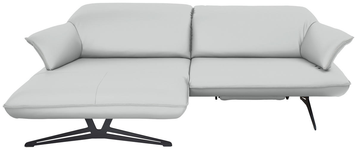 ECKSOFA in Echtleder Hellgrau  - Beige/Hellgrau, Design, Leder/Metall (169/252cm) - Koinor