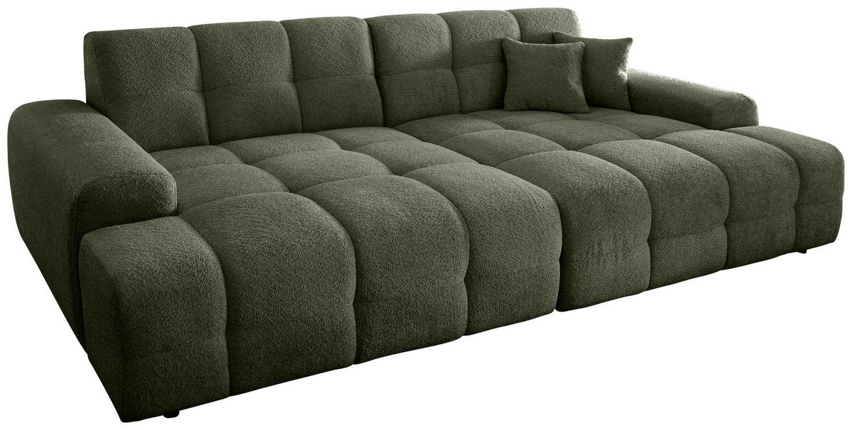 BIGSOFA in Bouclé Waldgrün  - Waldgrün/Schwarz, MODERN, Kunststoff/Textil (304/87/155cm) - Livetastic