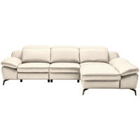 ECKSOFA in Echtleder Beige  286/183 cm  - Beige/Schwarz, Design, Leder/Metall (286/183cm) - Celina Home