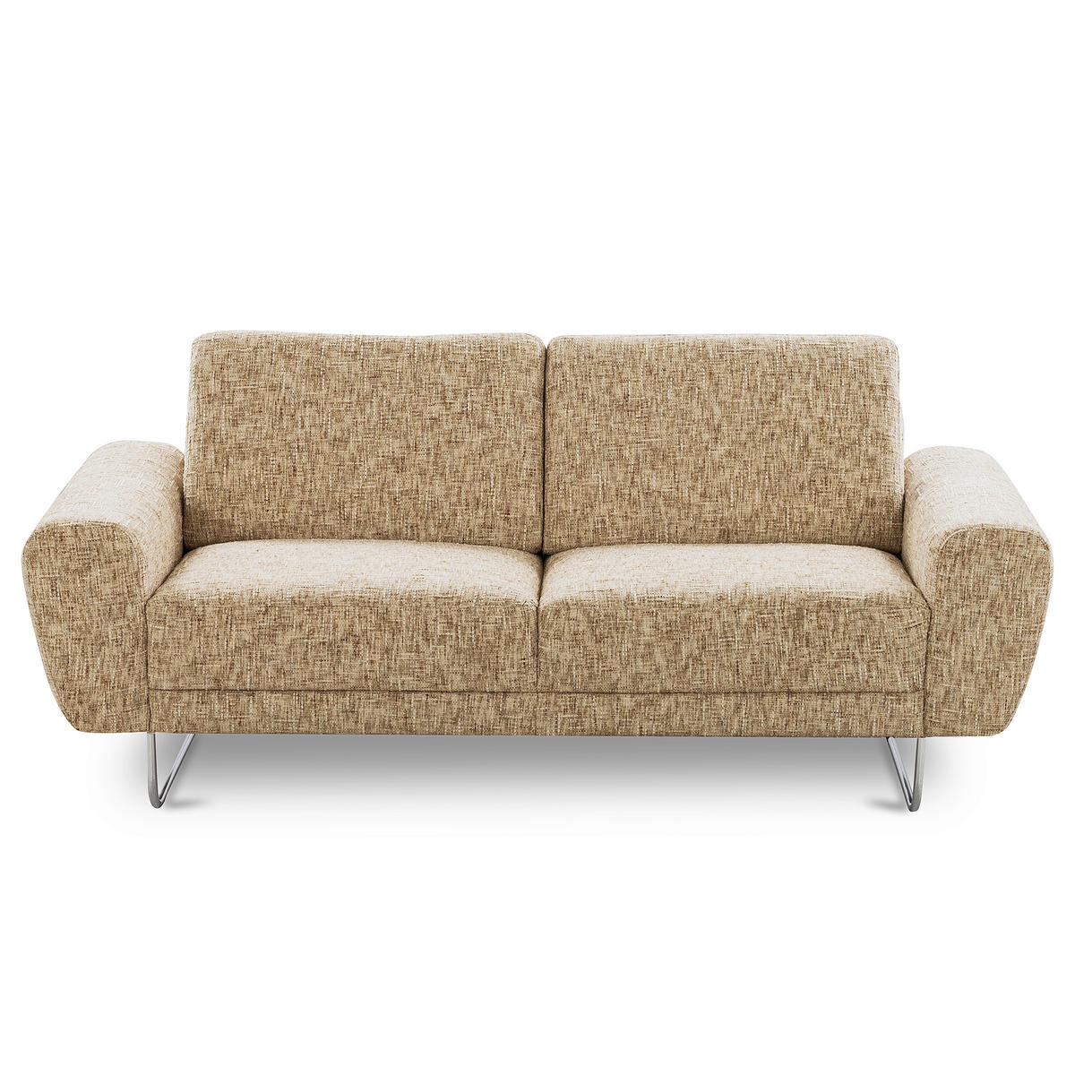 2-SITZER-SOFA SPRING in Webstoff Hellbraun Modern  - Chromfarben/Hellbraun, Design, Textil/Metall (157/85/92cm) - Livetastic