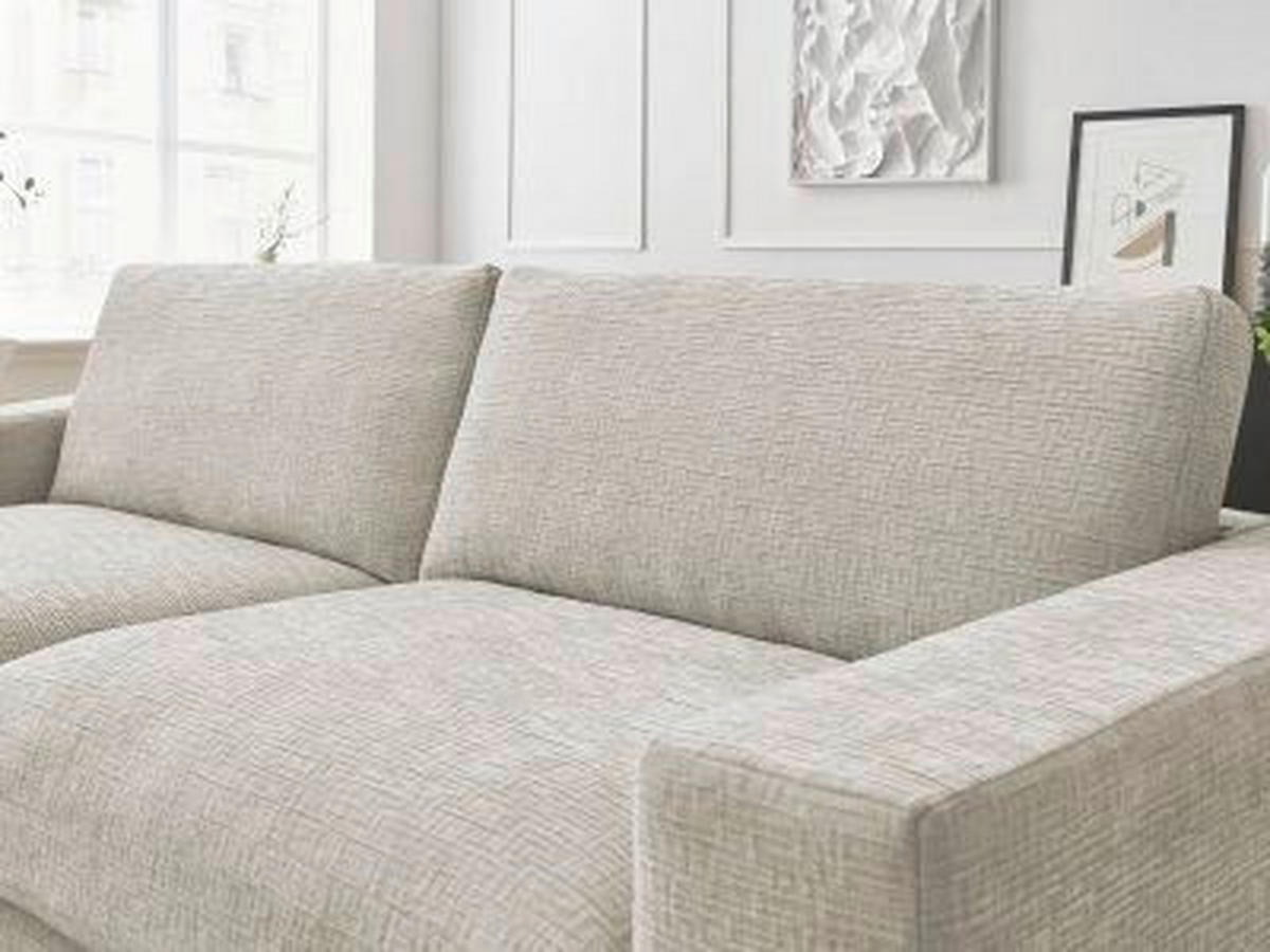 ECKSOFA Ottomane links  LEONARD  Beige Struktur  - Beige/Schwarz, MODERN, Kunststoff/Textil (159/274cm)