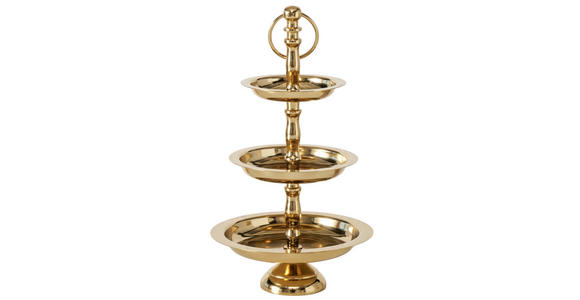 ETAGERE 3-stöckig - Goldfarben, Trend, Metall (13,5/24cm) - Ambia Home