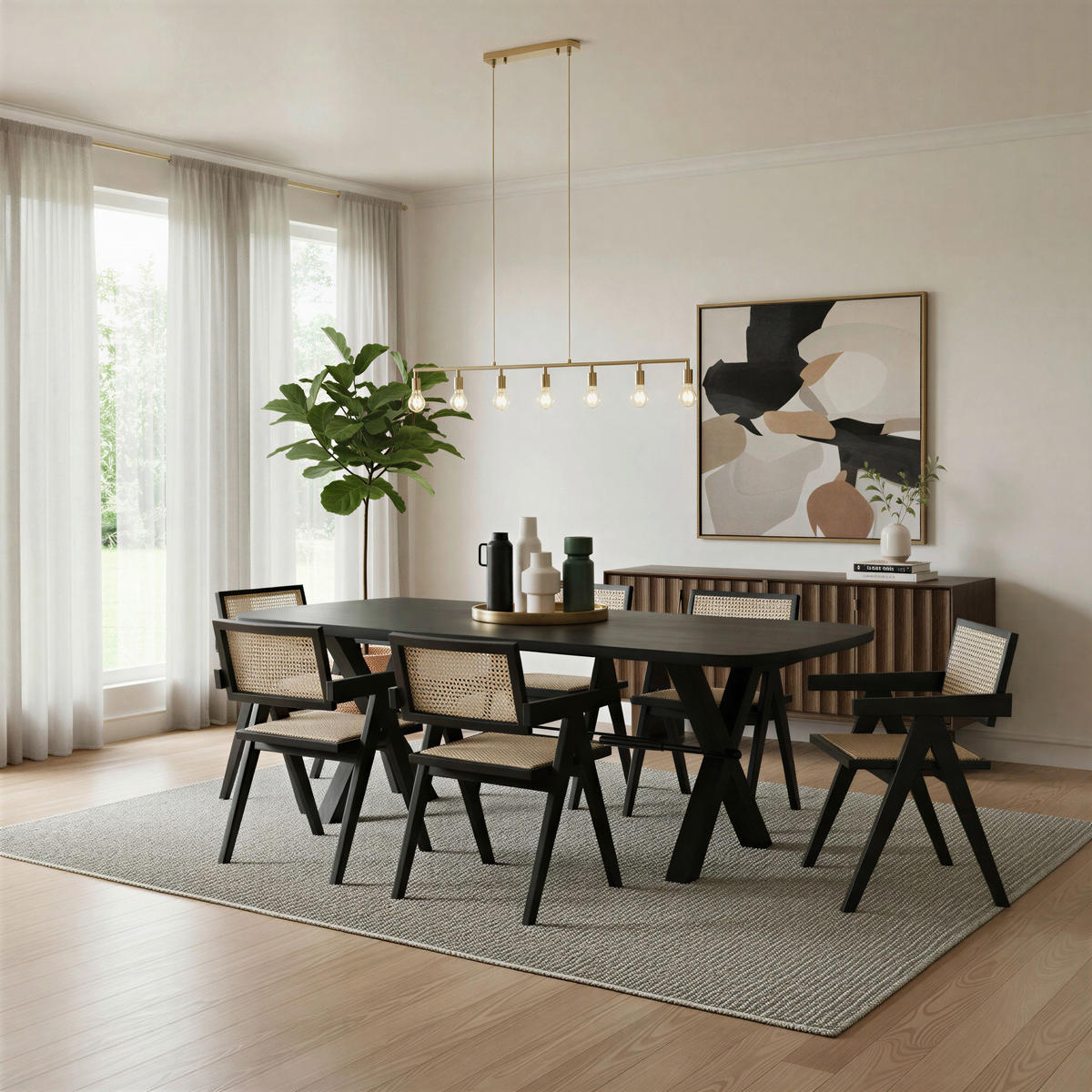 ARMLEHNSTUHL     Naturfarben, Schwarz  - Schwarz/Naturfarben, MODERN, Holz (52/78/58cm) - MID.YOU