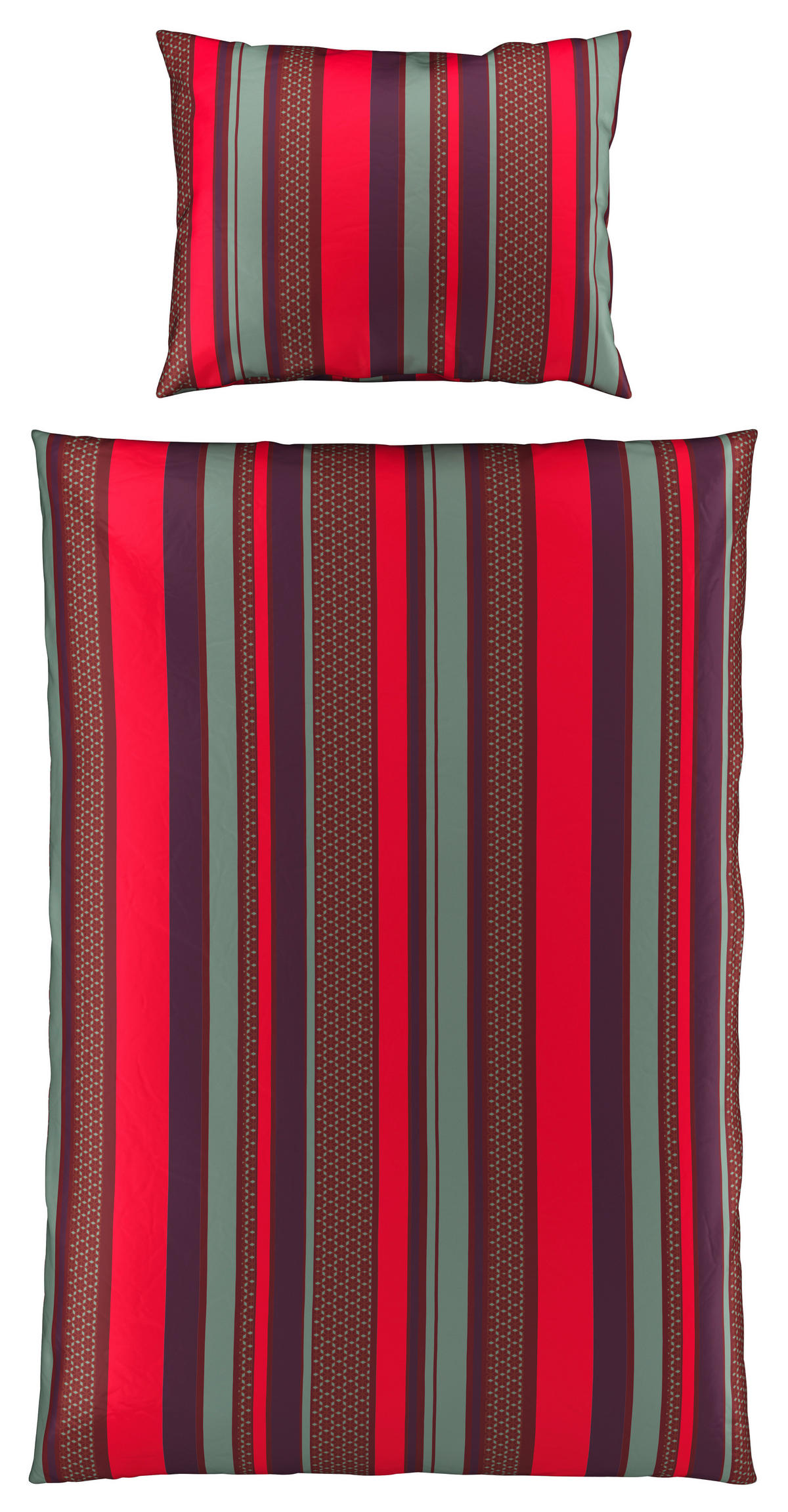 POSTEĽNÁ BIELIZEŇ, satén, červená, mätovozelená, 140/200 cm - mätovozelená/červená, Basics, textil (140/200cm) - Novel