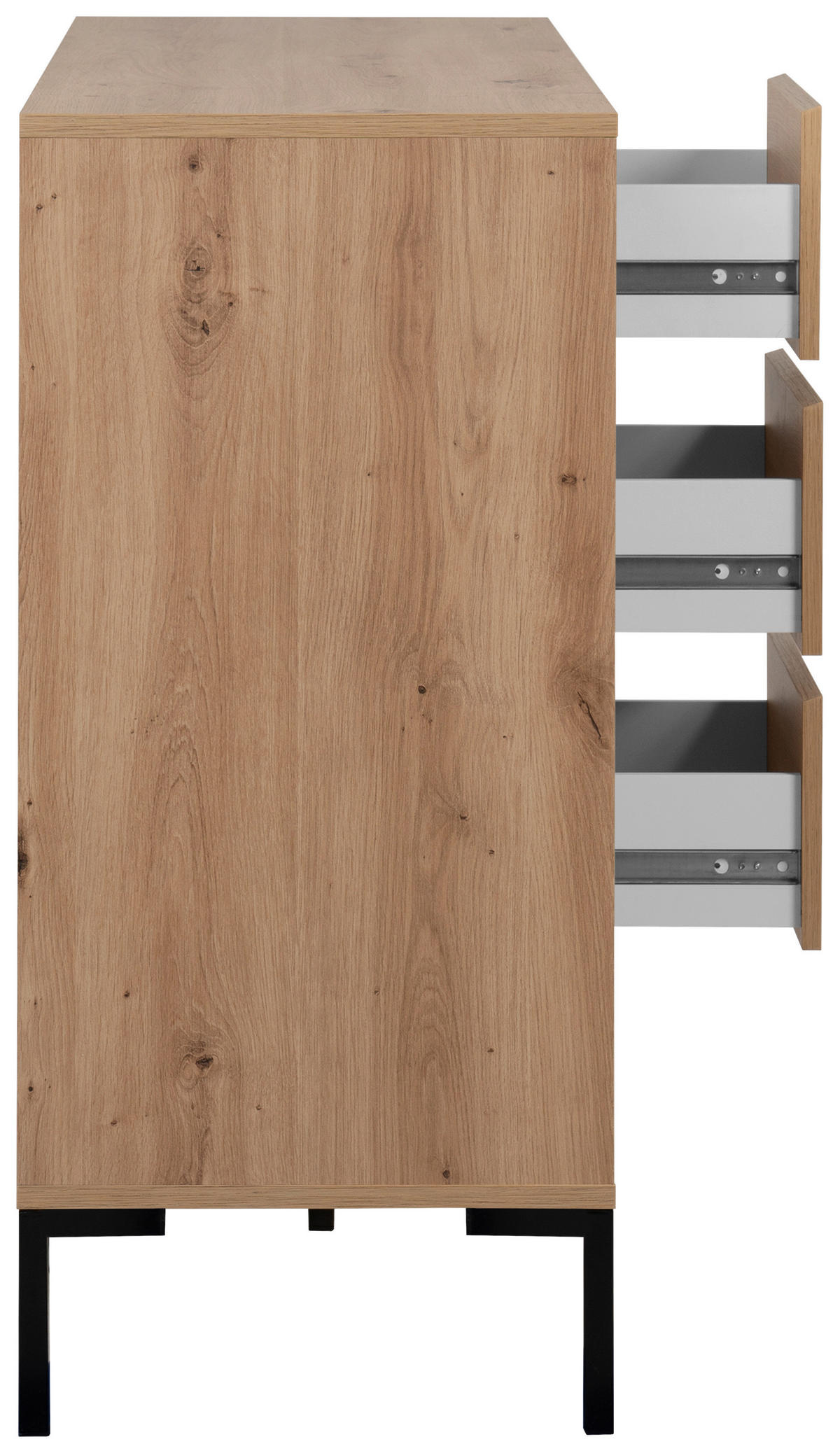 KOMMODE  in 120/87/40 cm  - Schwarz/Eiche Artisan, Design, Holzwerkstoff/Metall (120/87/40cm) - MID.YOU