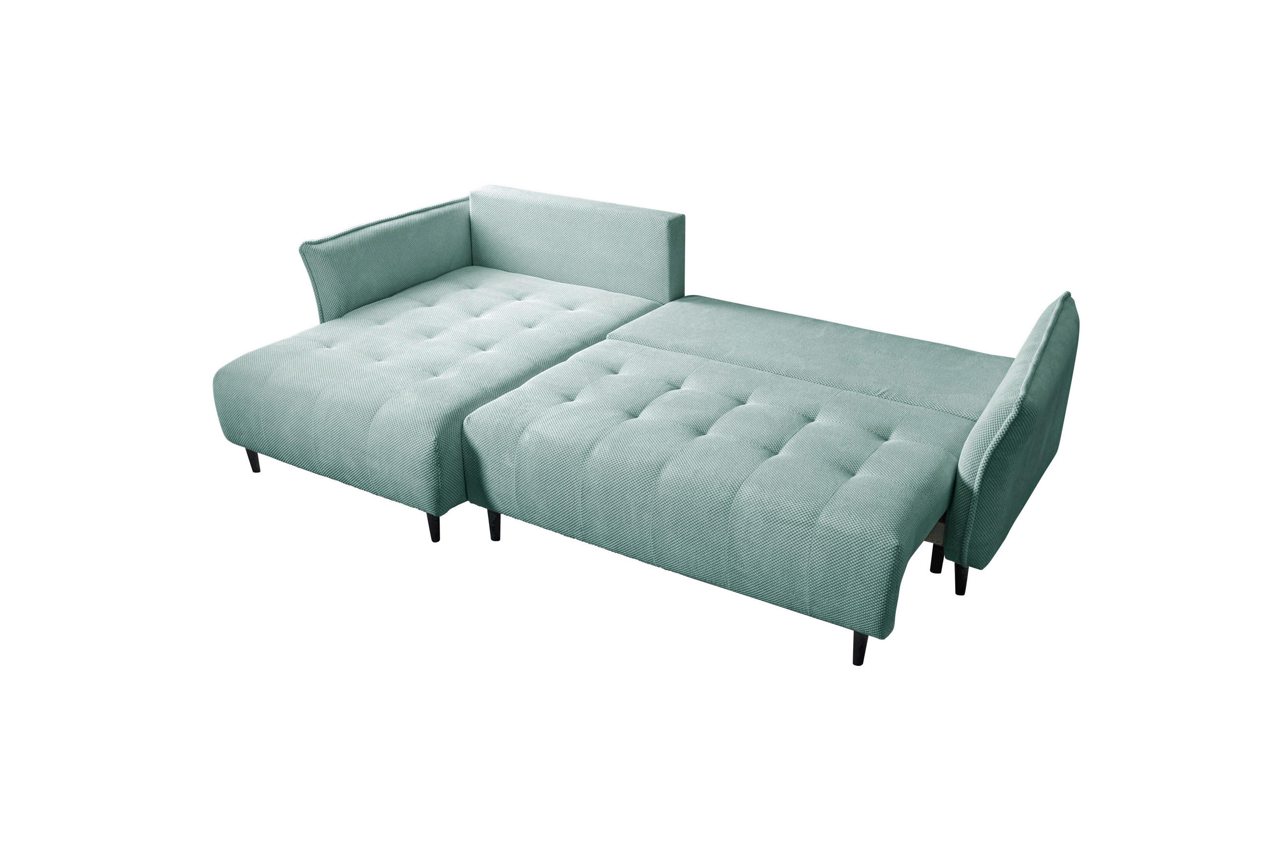 ECKSOFA MONTE CARLO Mintgrün Struktur, Plüsch  - Schwarz/Mintgrün, Trend, Textil (160/290cm) - MID.YOU