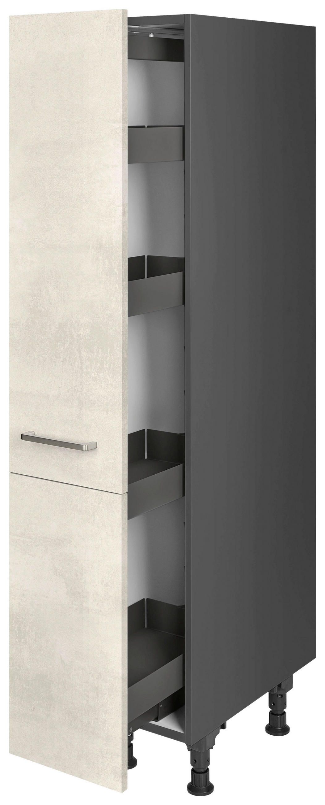 APOTHEKERSCHRANK 30/168/58 cm  in Weiß  - Schieferfarben/Edelstahlfarben, MODERN, Holzwerkstoff/Metall (30/168/58cm) - Nobilia