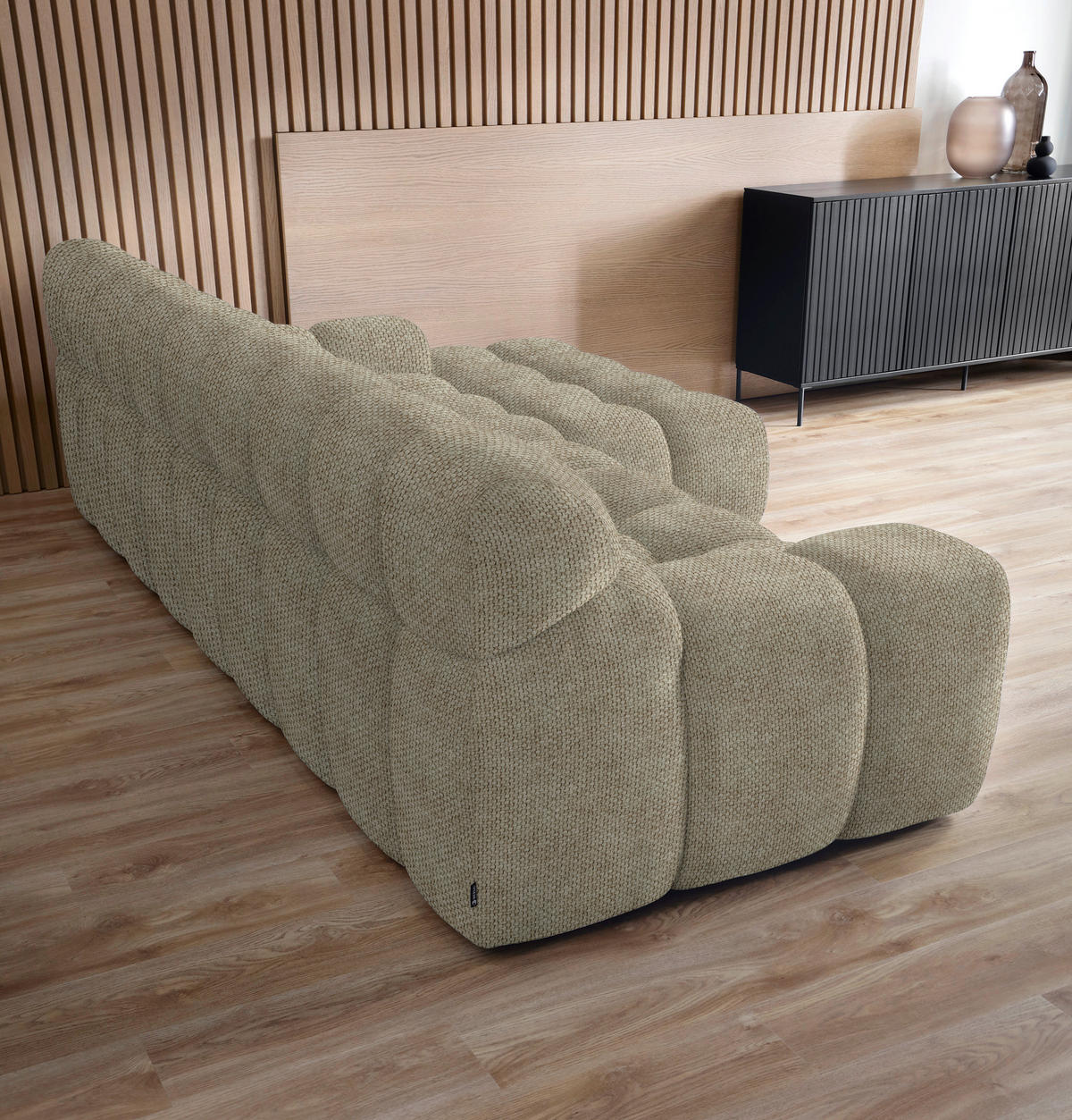 Ecksofa inkl. Funktion Beigebraun Webstoff  - Beigebraun/Schwarz, MODERN, Kunststoff/Textil (297/180cm) - Welnova