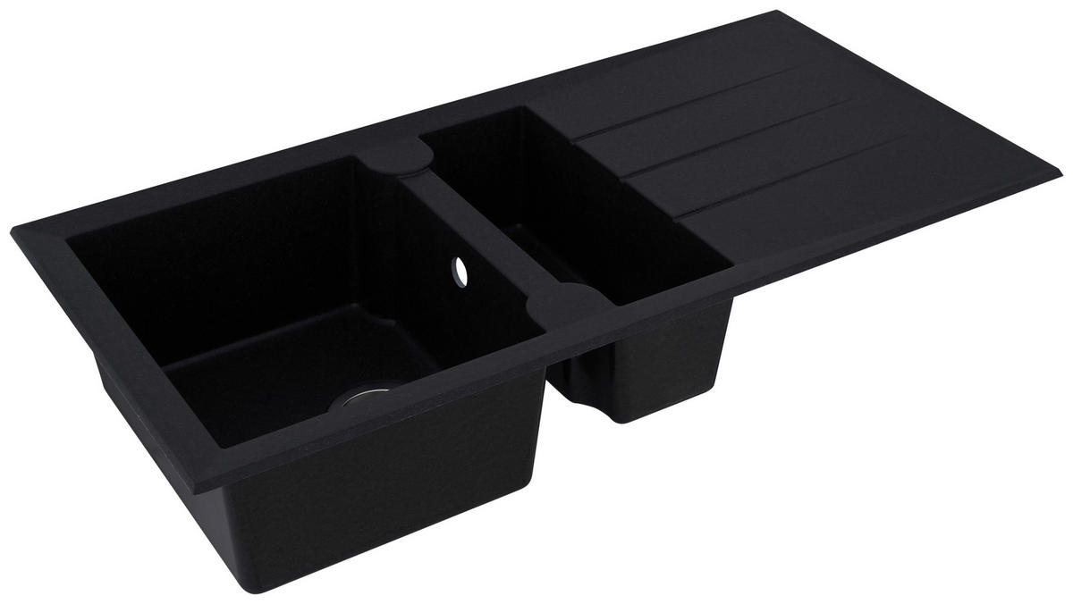 SPÜLE 1712ALINEO100X50S  - Schwarz, Trend, Stein (100/21/50cm) - Respekta