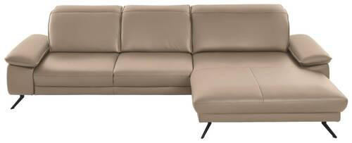 ECKSOFA in Echtleder Hellbraun  - Hellbraun/Schwarz, Design, Leder/Metall (328/193cm) - Dieter Knoll