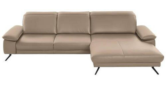 ECKSOFA in Echtleder Hellbraun 328/193 cm - Hellbraun/Schwarz, Design, Leder/Metall (328/193cm) - Dieter Knoll
