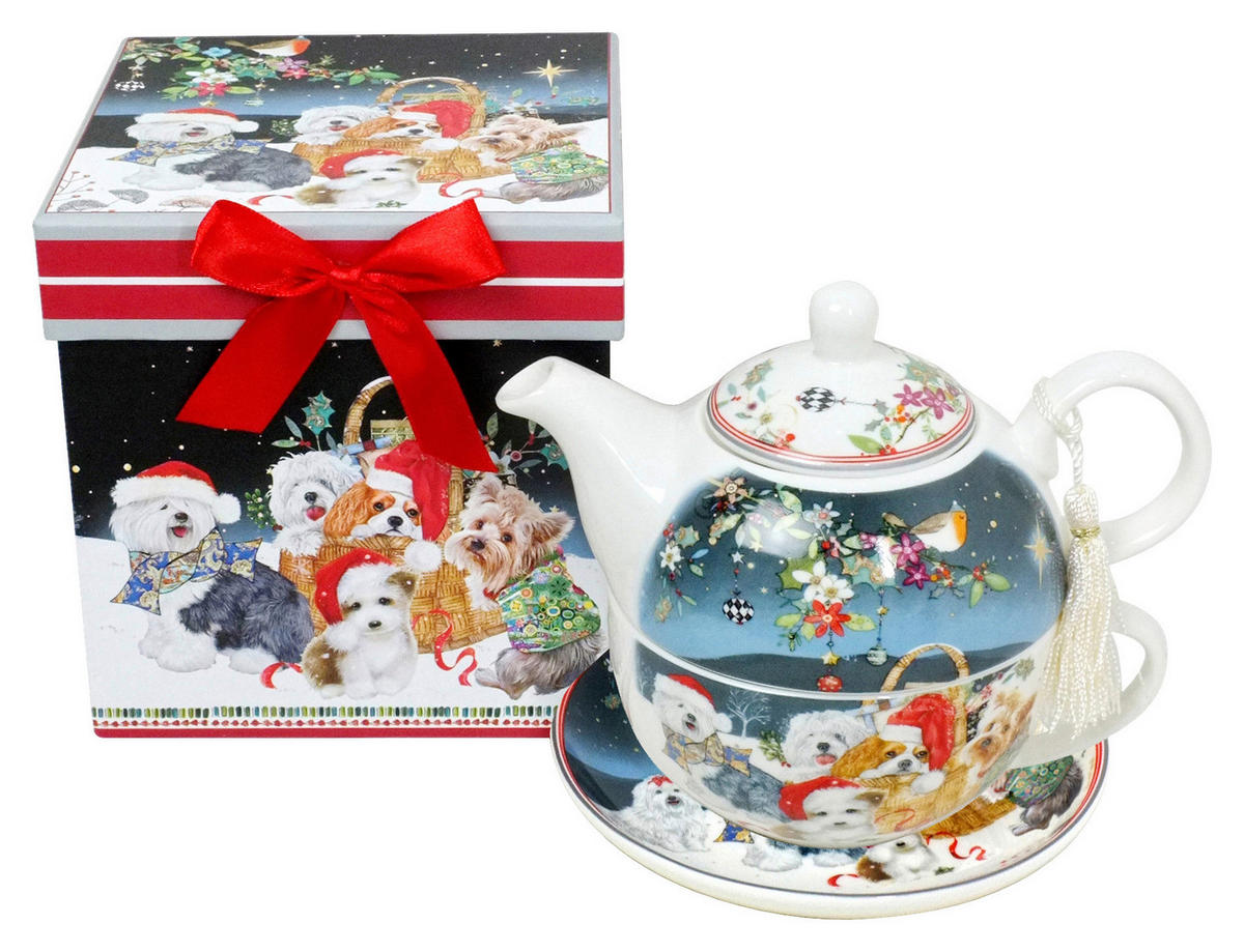 ČAJOVÁ SOUPRAVA PRO JEDNOHO 490 ml - vícebarevná, Trend, keramika (17/14cm) - X-Mas