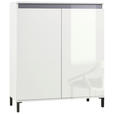 HIGHBOARD Weiß, Weiß Hochglanz  100/110/40 cm  - Weiß Hochglanz/Anthrazit, Design, Holzwerkstoff/Kunststoff (100/110/40cm) - Xora