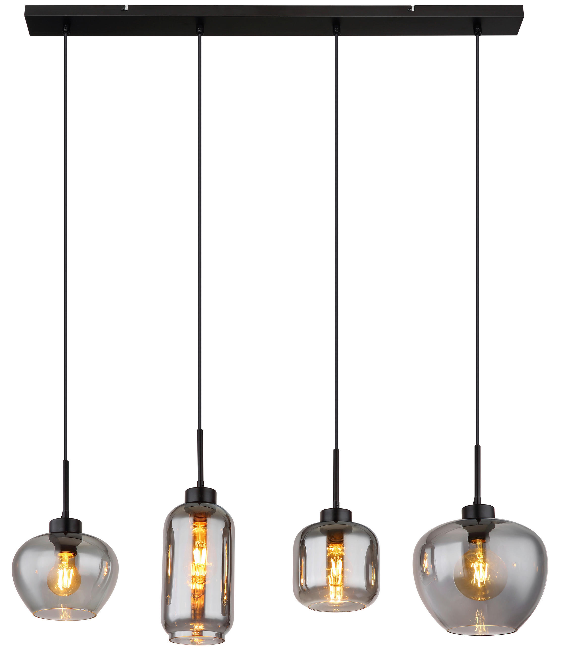 HÄNGELEUCHTE 99,5/24/120 cm  - Schwarz, Design, Glas/Kunststoff (99,5/24/120cm) - Globo