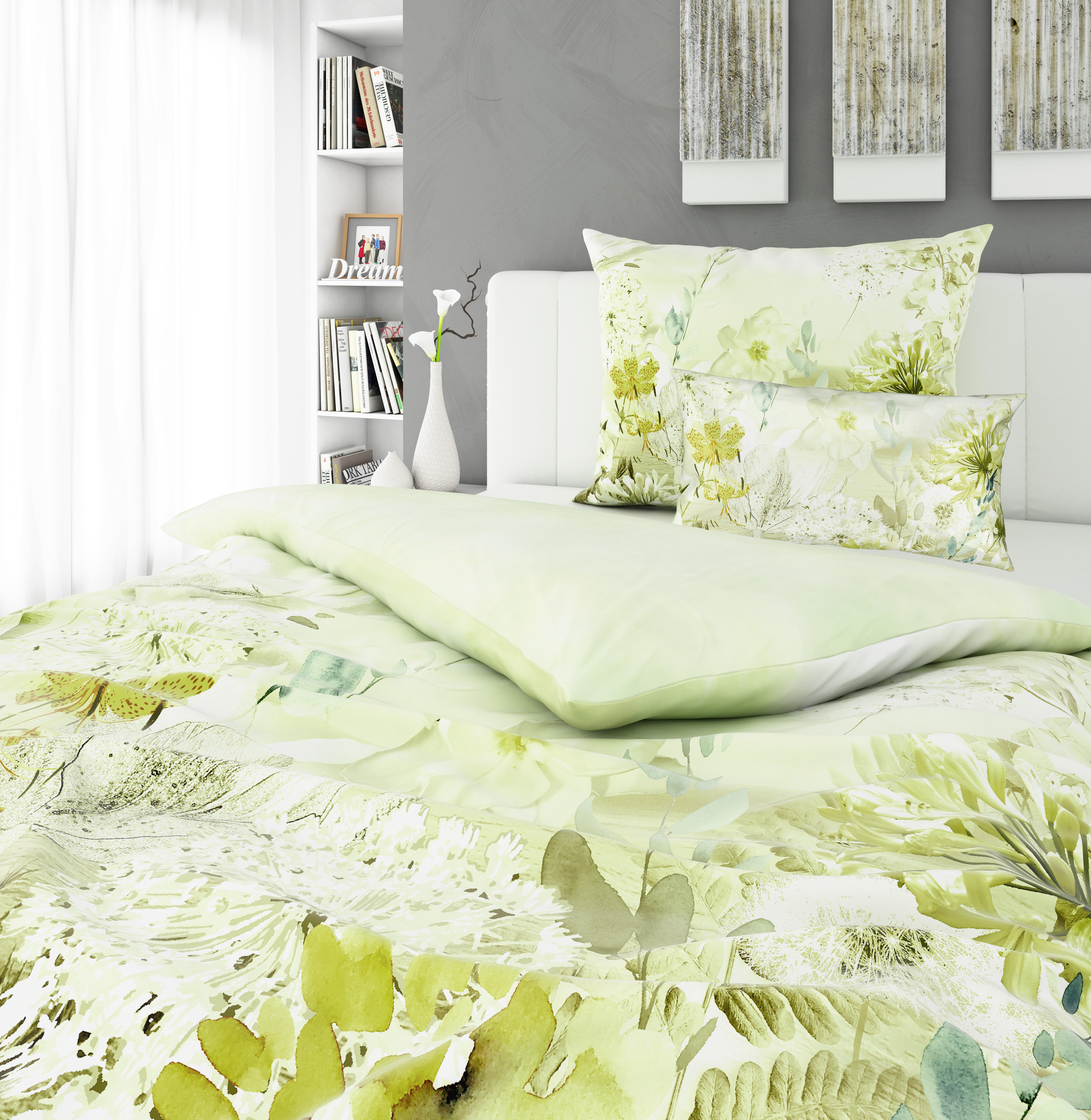 POSTEĽNÁ BIELIZEŇ, satén, pastelová zelená, 140/200 cm - pastelová zelená, Konventionell, textil (140/200cm) - Esposa