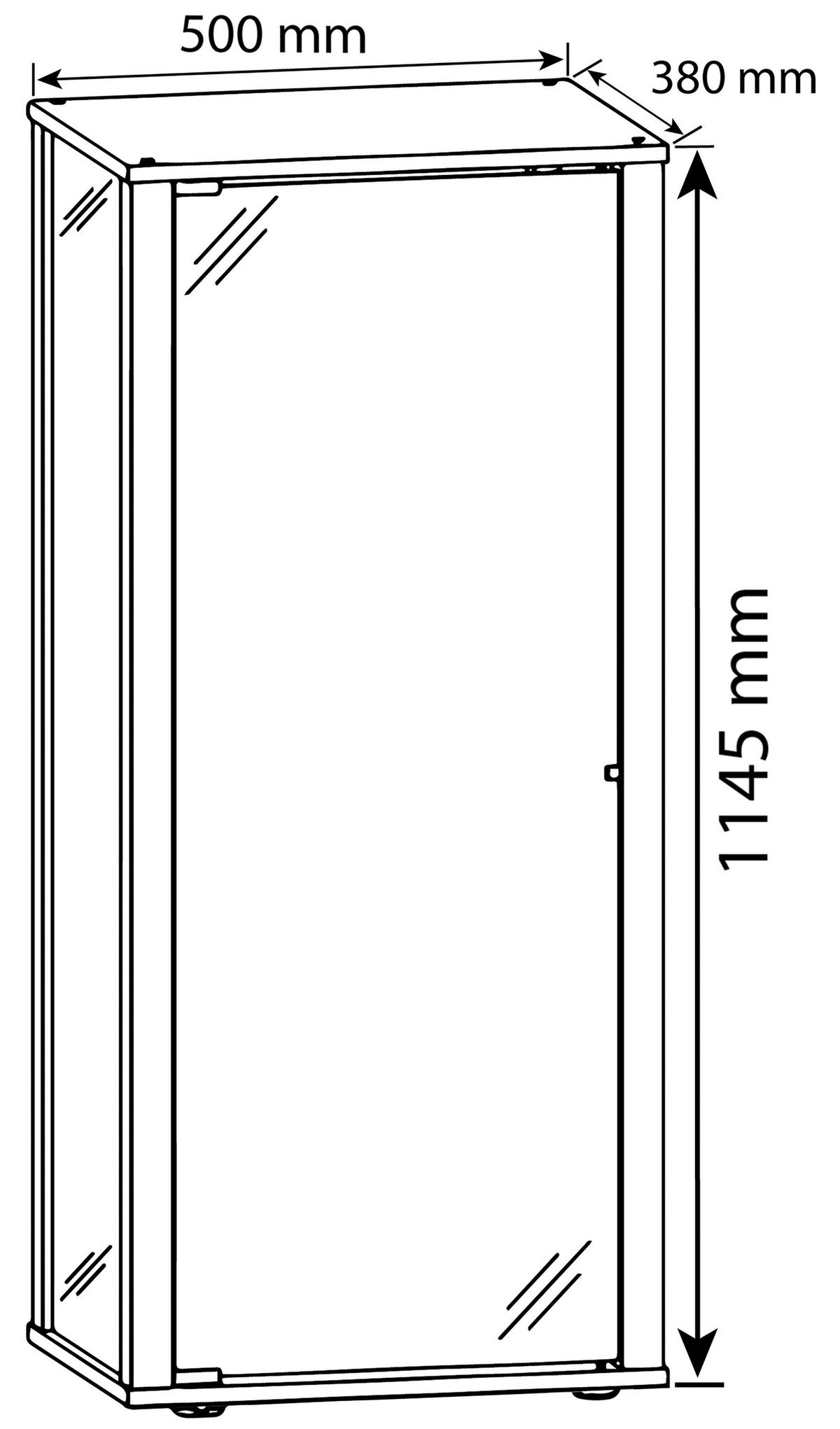 VITRINE in Silberfarben  - Silberfarben/Schwarz, Modern, Glas/Holzwerkstoff (50/114,5/38cm) - MID.YOU