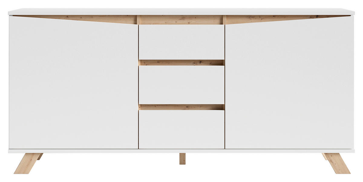 SIDEBOARD Valentin  in 160/76/38 cm  - Weiß/Eiche Artisan, MODERN, Holzwerkstoff (160/76/38cm) - MID.YOU
