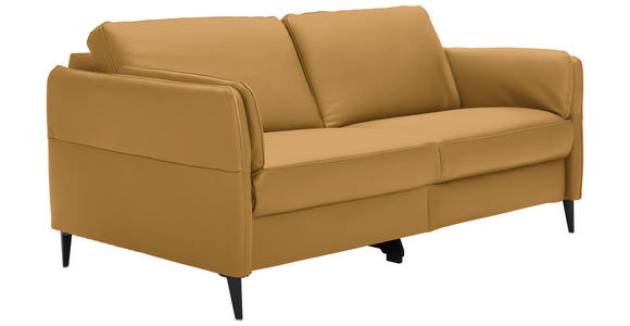 3-SITZER-SOFA in Leder Senfgelb - Senfgelb/Schwarz, Design, Leder/Metall (190/84/99cm) - Dieter Knoll