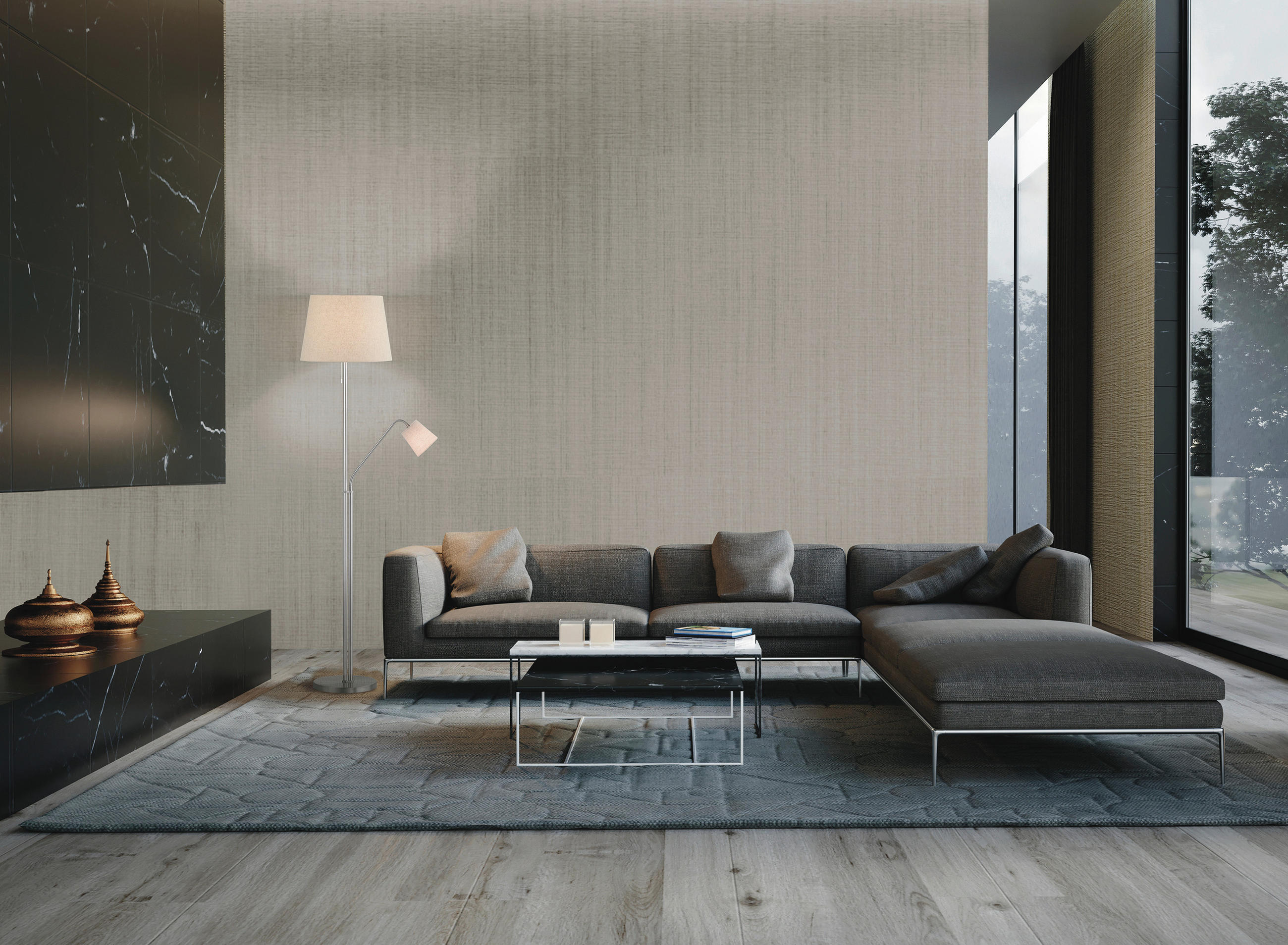 STEHLEUCHTE - Sandfarben/Nickelfarben, Design, Textil/Metall (40/175cm) - Fischer & Honsel