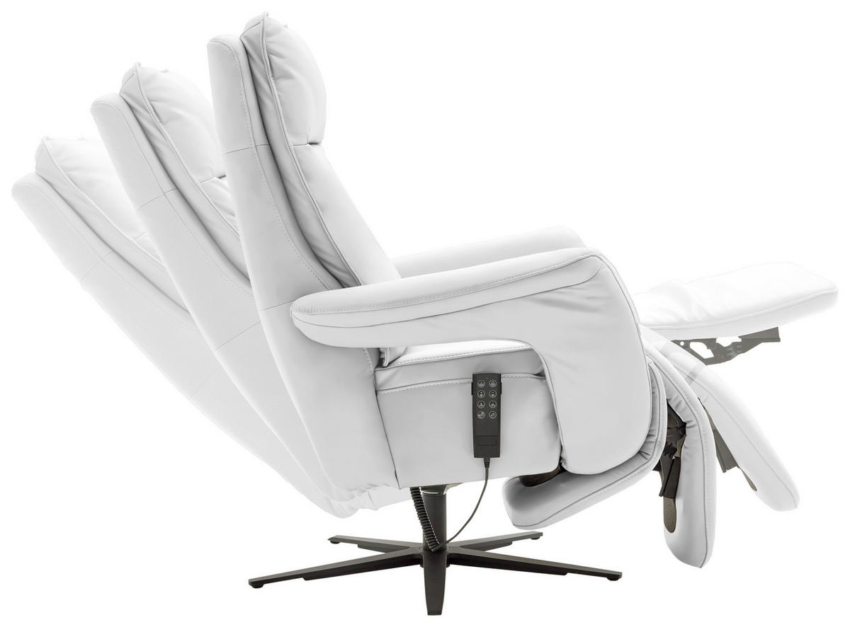 RELAXSESSEL in Leder Weiß  - Schwarz/Weiß, Design, Leder/Metall (83/116/87cm) - Valdera