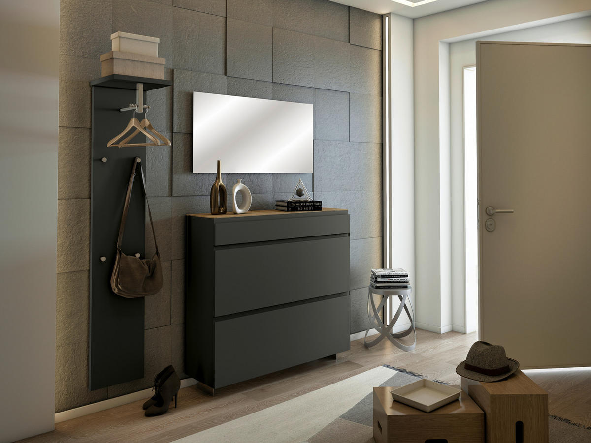 HÄNGESCHUHSCHRANK Gardasee  in 110/97/33 cm  - Eichefarben/Anthrazit, Design, Holzwerkstoff (110/97/33cm) - Moderano