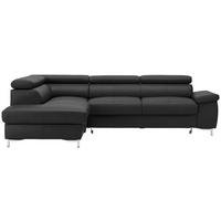 ECKSOFA in Echtleder Schwarz  - Chromfarben/Schwarz, Design, Leder/Metall (213/268cm) - Stylife