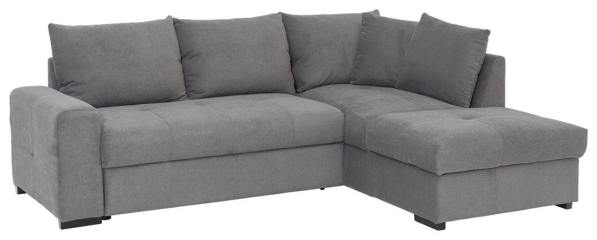 ECKSCHLAFSOFA in Mikrofaser Grau  - Schwarz/Grau, MODERN, Kunststoff/Textil (241/173cm) - MID.YOU
