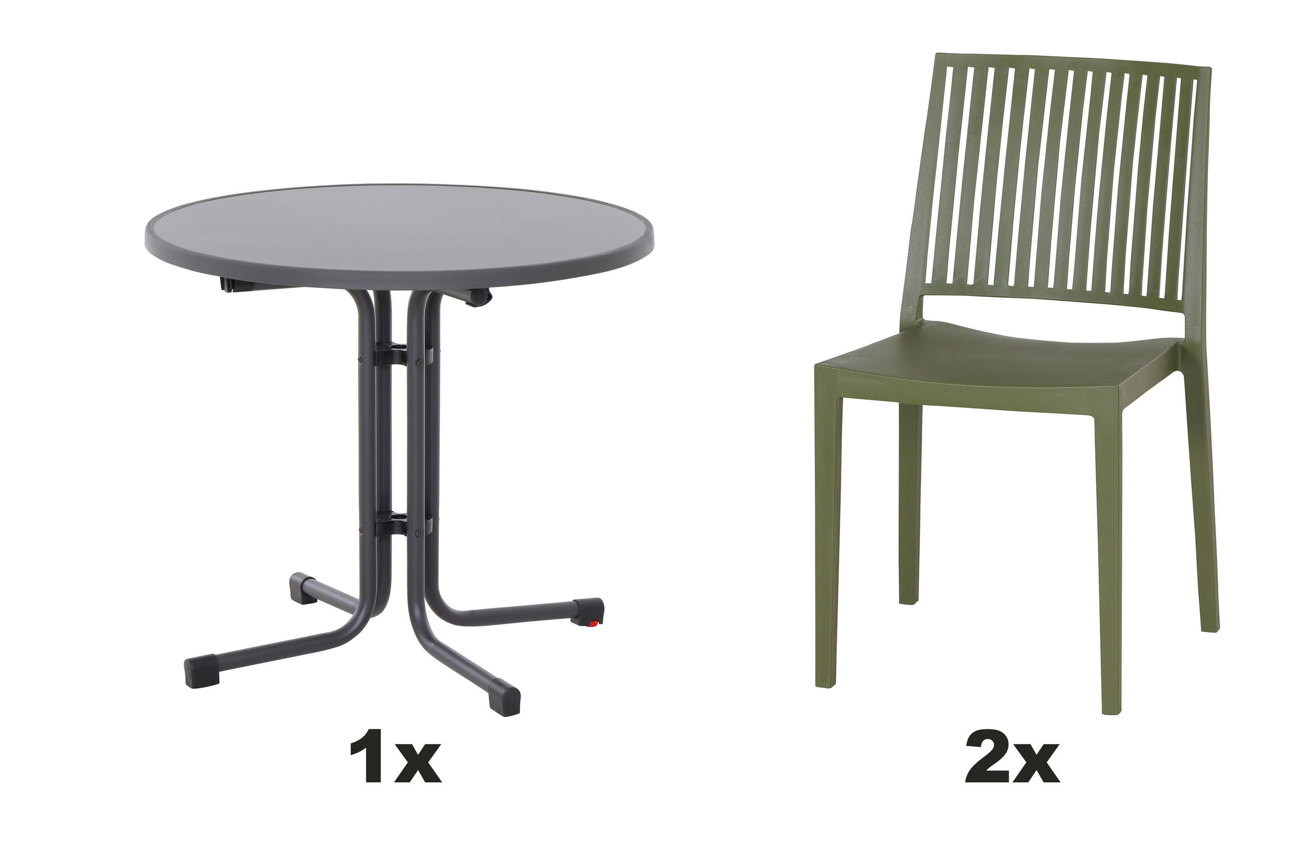 GARTENGARNITUR 3-teilig Stahl  - Grün, Basics, Kunststoff/Metall (80/80/80cm) - Siena Garden