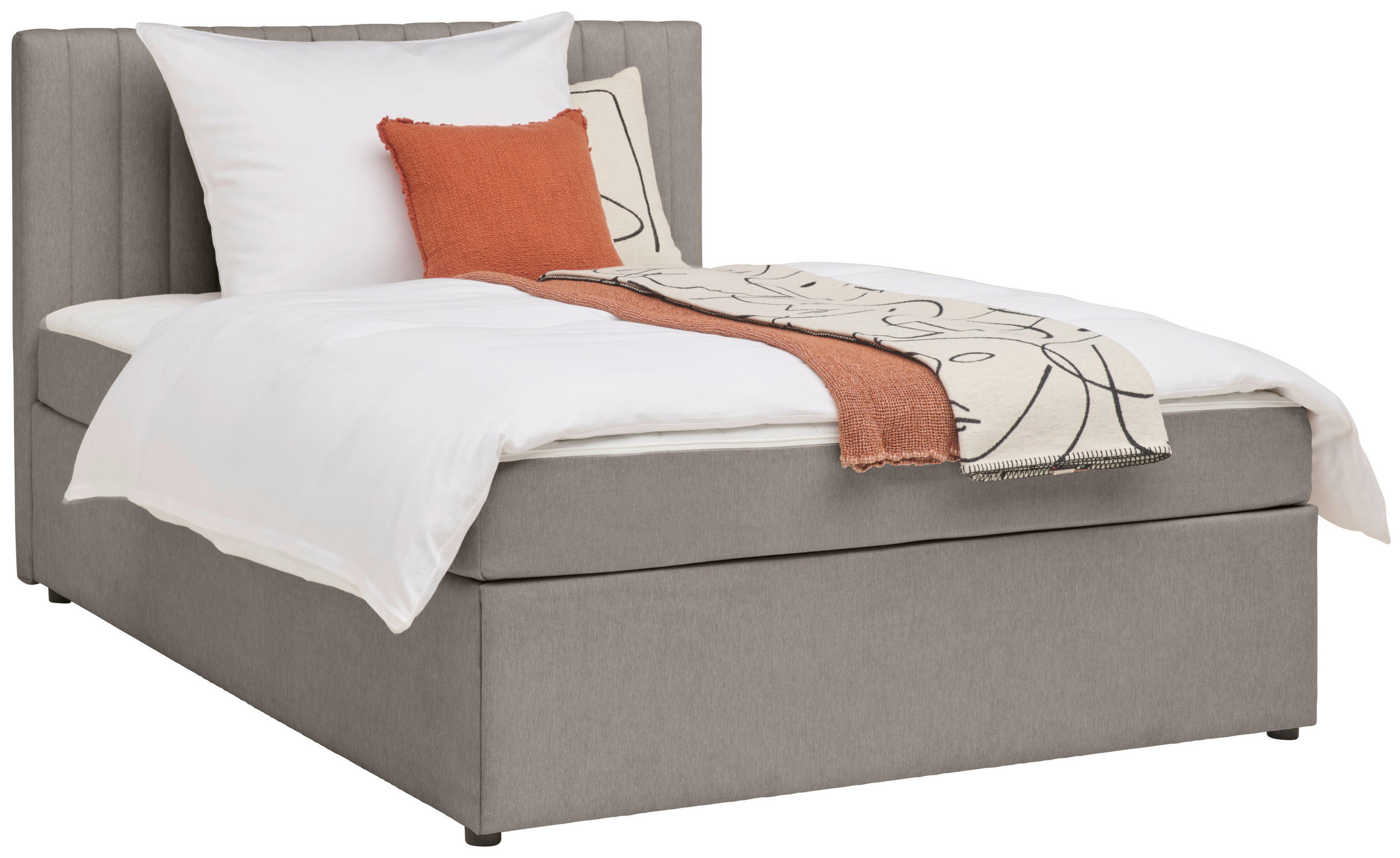 BOXBETT 140/200 cm  in Hellgrau  - Hellgrau, Modern, Holz/Textil (140/200cm) - MID.YOU